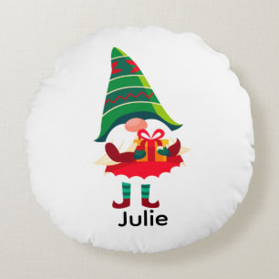Personalisierter Weihnachtsgnom Holing eine Gesche Rundes Kissen
