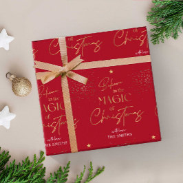 Personalisierter Weihnachtsgoldene Kalligraphie Na Geschenkpapier