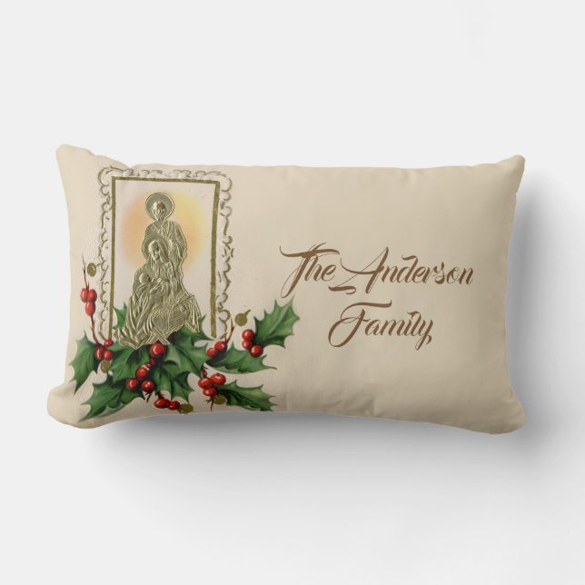 Personalisierter Weihnachtsgoldnativity-Vintage Lendenkissen (Vorderseite)