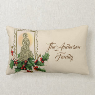 Personalisierter Weihnachtsgoldnativity-Vintage Lendenkissen