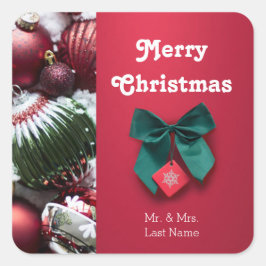 Personalisierter Weihnachtsgrüßsticker Quadratischer Aufkleber
