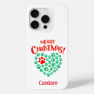 Personalisierter Weihnachtshund Paw Herz Rot & Grü Case-Mate iPhone Hülle