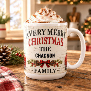 Personalisierter Weihnachtskaffeebecher im Landhau Kaffeetasse