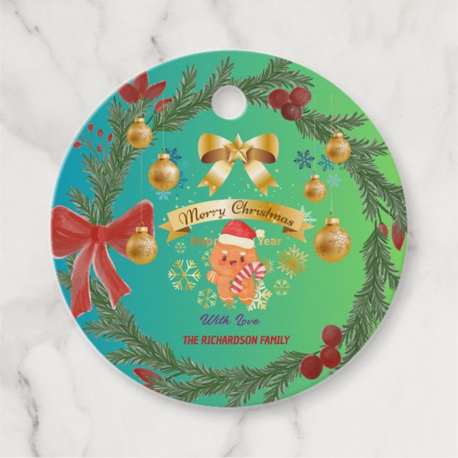 Personalisierter Weihnachtskartentag Geschenkanhänger (Vorderseite)