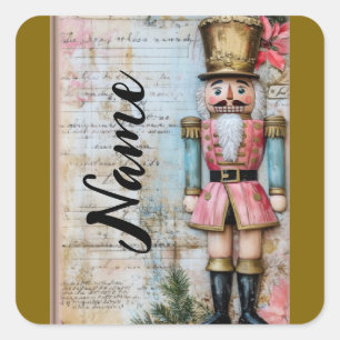 Personalisierter Weihnachtsknacker Quadratischer Aufkleber