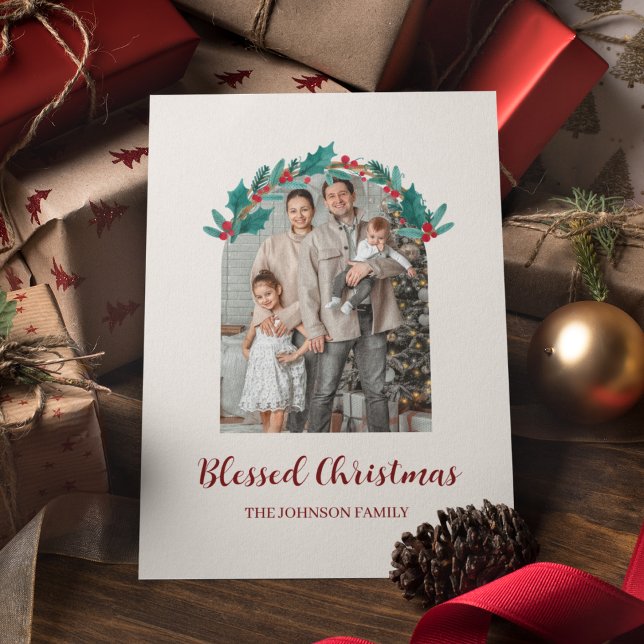 Personalisierter Weihnachtskranz Foto- & Namenskar (Von Creator hochgeladen)