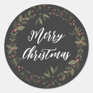 Personalisierter Weihnachtskranz frohe Weihnachten Runder Aufkleber