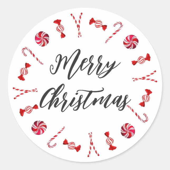 Personalisierter Weihnachtskranz frohe Weihnachten Runder Aufkleber (Vorderseite)