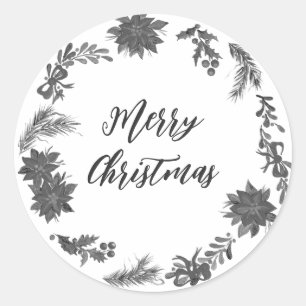 Personalisierter Weihnachtskranz frohe Weihnachtsk Runder Aufkleber