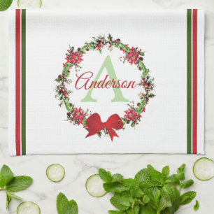 Personalisierter Weihnachtskranz Geschirrtuch