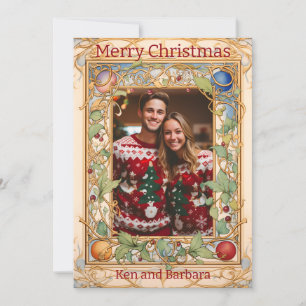 Personalisierter Weihnachtskranz mit Thema Feiertagskarte