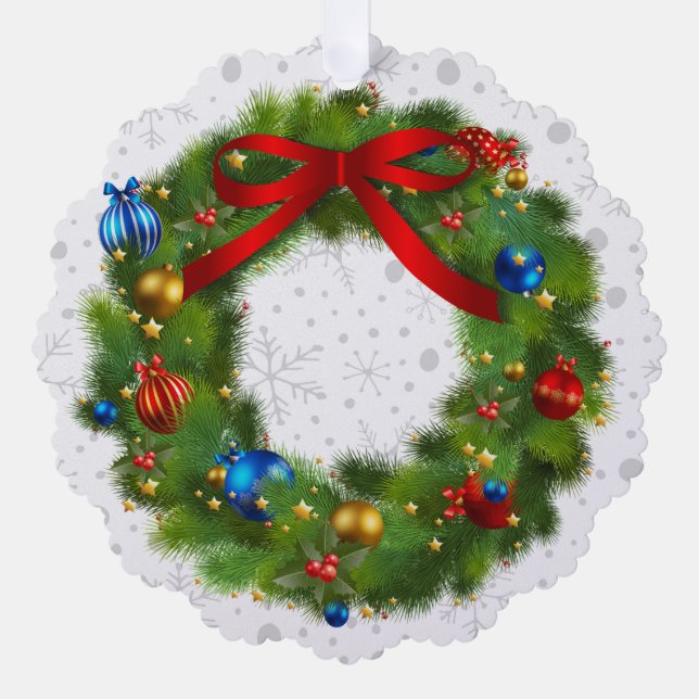 Personalisierter Weihnachtskranz Ornament Karte (Vorderseite)