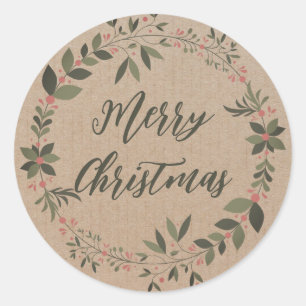 Personalisierter Weihnachtskranz Runder Aufkleber