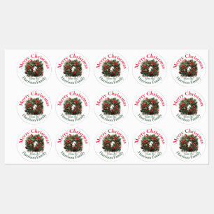 Personalisierter Weihnachtskranz wünscht Labels Etiketten
