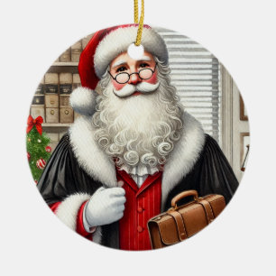 Personalisierter Weihnachtsmann als Anwalt Keramik Ornament
