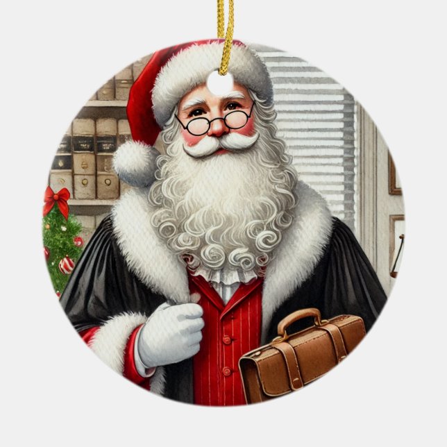 Personalisierter Weihnachtsmann als Anwalt Keramik Ornament (Vorne)