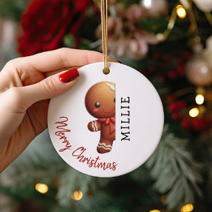 Personalisierter Weihnachtsmann aus Lebkuchen für Keramik Ornament