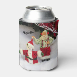 Personalisierter Weihnachtsmann baut einen Schneem Dosenkühler