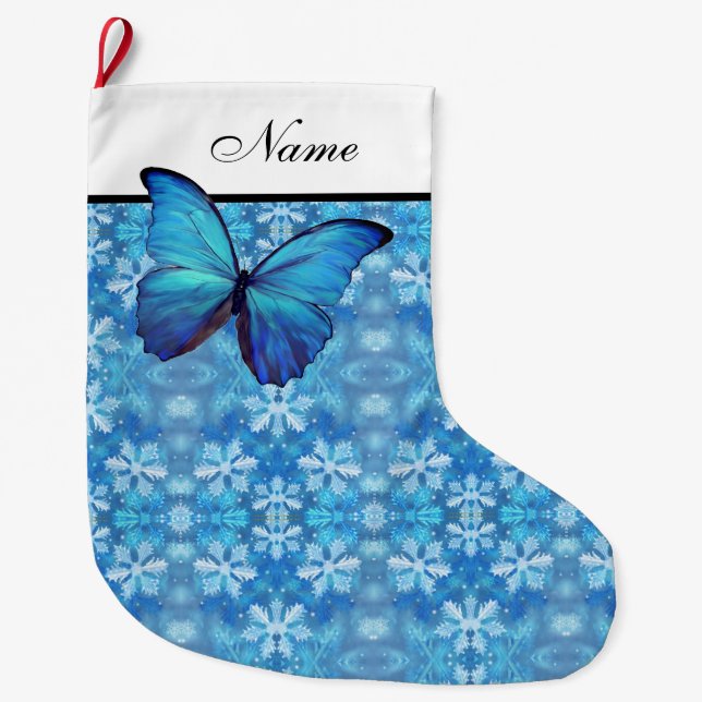 Personalisierter Weihnachtsmann - Blauer Schmetter Großer Weihnachtsstrumpf (Vorderseite)