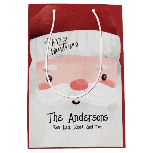 Personalisierter Weihnachtsmann frohe Weihnachten Mittlere Geschenktüte (Vorderseite)