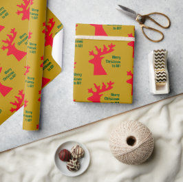 Personalisierter Weihnachtsmann Gold Red & Green Geschenkpapier