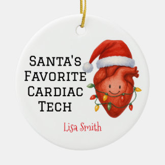 Personalisierter Weihnachtsmann-Herzschrittmacher Keramik Ornament
