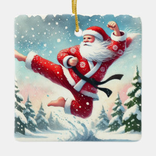Personalisierter Weihnachtsmann-Lieblingskarateka Keramikornament