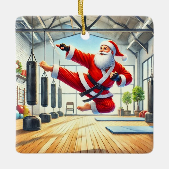 Personalisierter Weihnachtsmann-Lieblingskarateka Keramikornament (Vorderseite)
