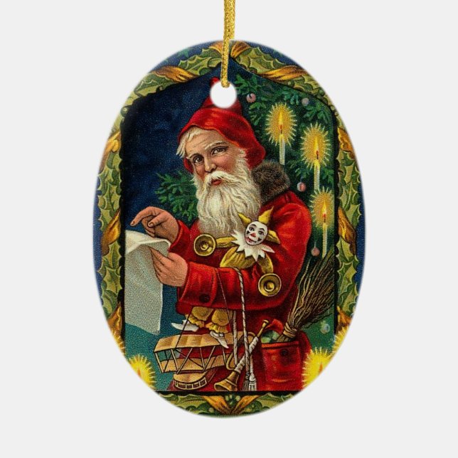 Personalisierter Weihnachtsmann mit Jester Weihnac Keramik Ornament (Vorne)