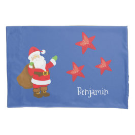 Personalisierter Weihnachtsmann mit Sternen Kissenbezug