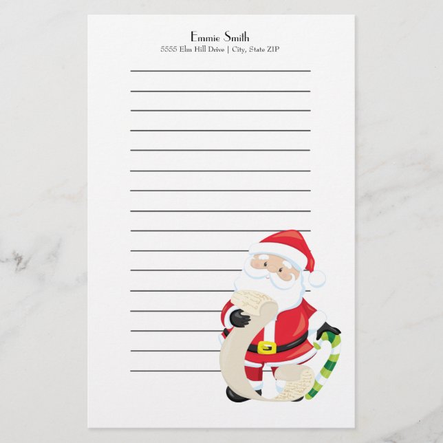 Personalisierter Weihnachtsmann mit Weihnachtslist Briefpapier (Vorderseite)
