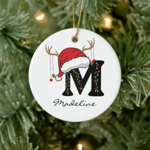 Personalisierter Weihnachtsmann-Ornament mit Monog Keramik Ornament