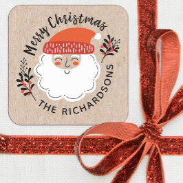 Personalisierter Weihnachtsmann Quadratischer Aufkleber