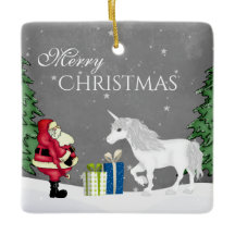 Personalisierter Weihnachtsmann und Einhorn Frohe 