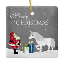 Personalisierter Weihnachtsmann und Einhorn Frohe 