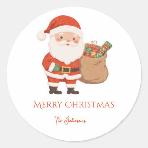 Personalisierter Weihnachtsmann und Geschenktasche Runder Aufkleber