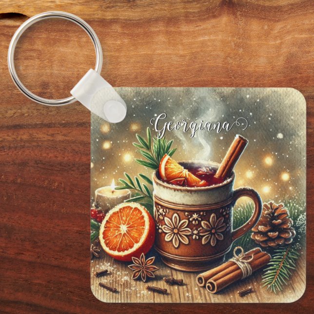 Personalisierter Weihnachtsmarkt Weinwanderwege Ma Schlüsselanhänger (Vorderseite)