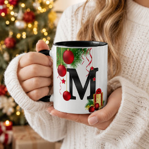 Personalisierter Weihnachtsmonogramm-Becher Tasse