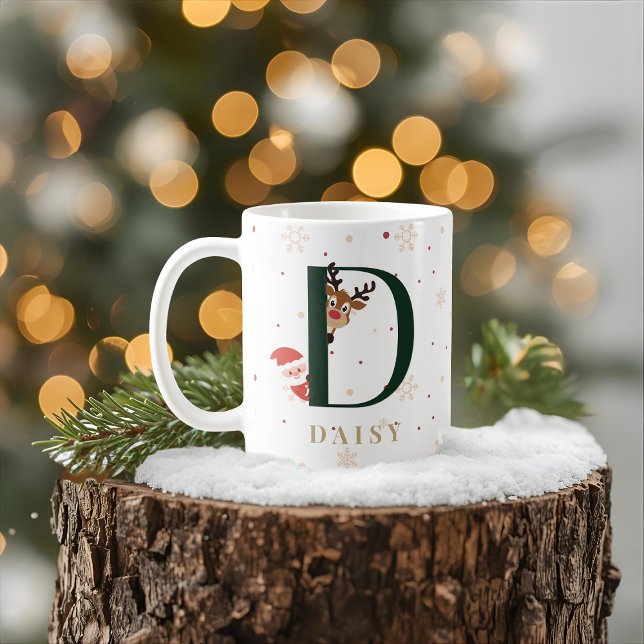 Personalisierter Weihnachtsmonogramm-D-Becher Kaffeetasse (Von Creator hochgeladen)