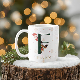 Personalisierter Weihnachtsmonogramm-F-Becher Kaffeetasse