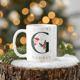 Personalisierter Weihnachtsmonogramm-G-Becher Kaffeetasse