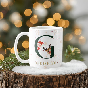 Personalisierter Weihnachtsmonogramm-G-Becher Kaffeetasse