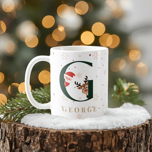 Personalisierter Weihnachtsmonogramm-G-Becher Kaffeetasse (Von Creator hochgeladen)