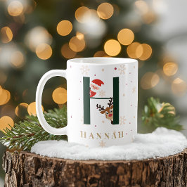 Personalisierter Weihnachtsmonogramm-H-Becher Kaffeetasse