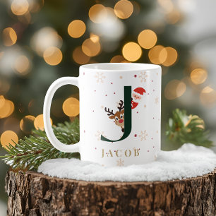 Personalisierter Weihnachtsmonogramm-J-Becher Kaffeetasse
