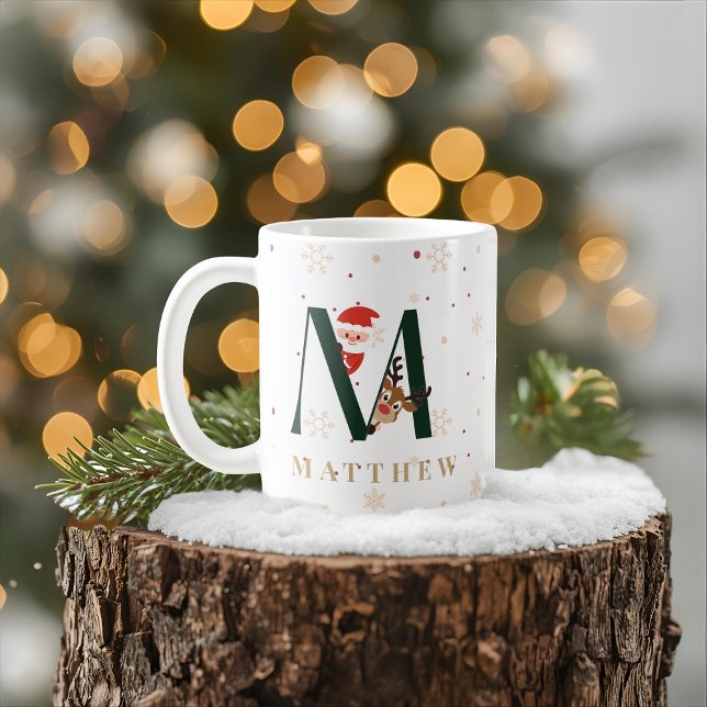 Personalisierter Weihnachtsmonogramm-M-Becher Kaffeetasse (Von Creator hochgeladen)