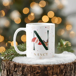 Personalisierter Weihnachtsmonogramm-N-Becher Kaffeetasse