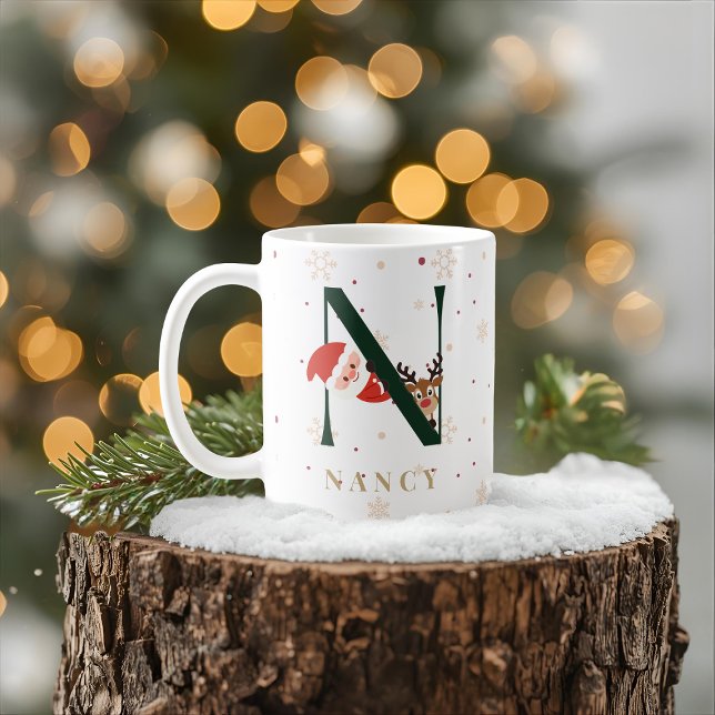 Personalisierter Weihnachtsmonogramm-N-Becher Kaffeetasse (Von Creator hochgeladen)