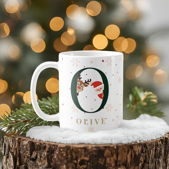 Personalisierter Weihnachtsmonogramm-O-Becher Kaffeetasse (Von Creator hochgeladen)