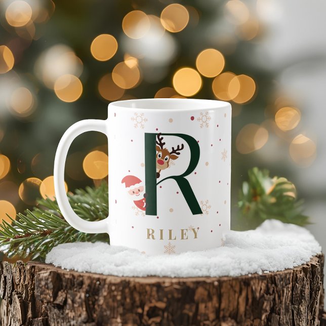 Personalisierter Weihnachtsmonogramm-R-Becher Kaffeetasse (Von Creator hochgeladen)